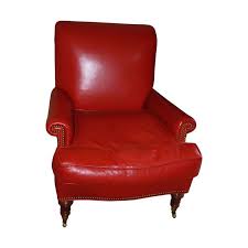 Custom Red Leather Chair With Brass Nail Heads With Images Red Leather Chair Leather Chair Red Leather