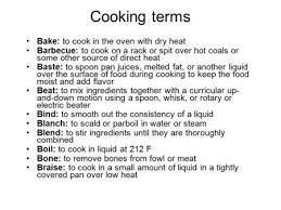 Cooking Terms 67 Foods Unit Ppt Video Online Download