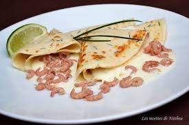 Recette De Crepes A La Ciboulette Sauce Fromage Et Crevettes Grises Recette Crevettes Grises Crevettes Alimentation