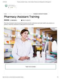 Pharmacy Assistant Training Libm Pharmacy Assistant Pharmacy Train