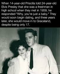 Elvis Presley met Priscilla Beaulieu in 1959 in Germany, where he was stationed during his military service. She was 14, he was 24. Their courtship began with chaperoned visits, and despite the