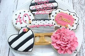 40th Birthday Cookie Cake Ideas Kate Spade Birthdayinspired Cookies Birthday Cookies 40th Happy Birthday Cookie Flower Cookies Birthday Cookies