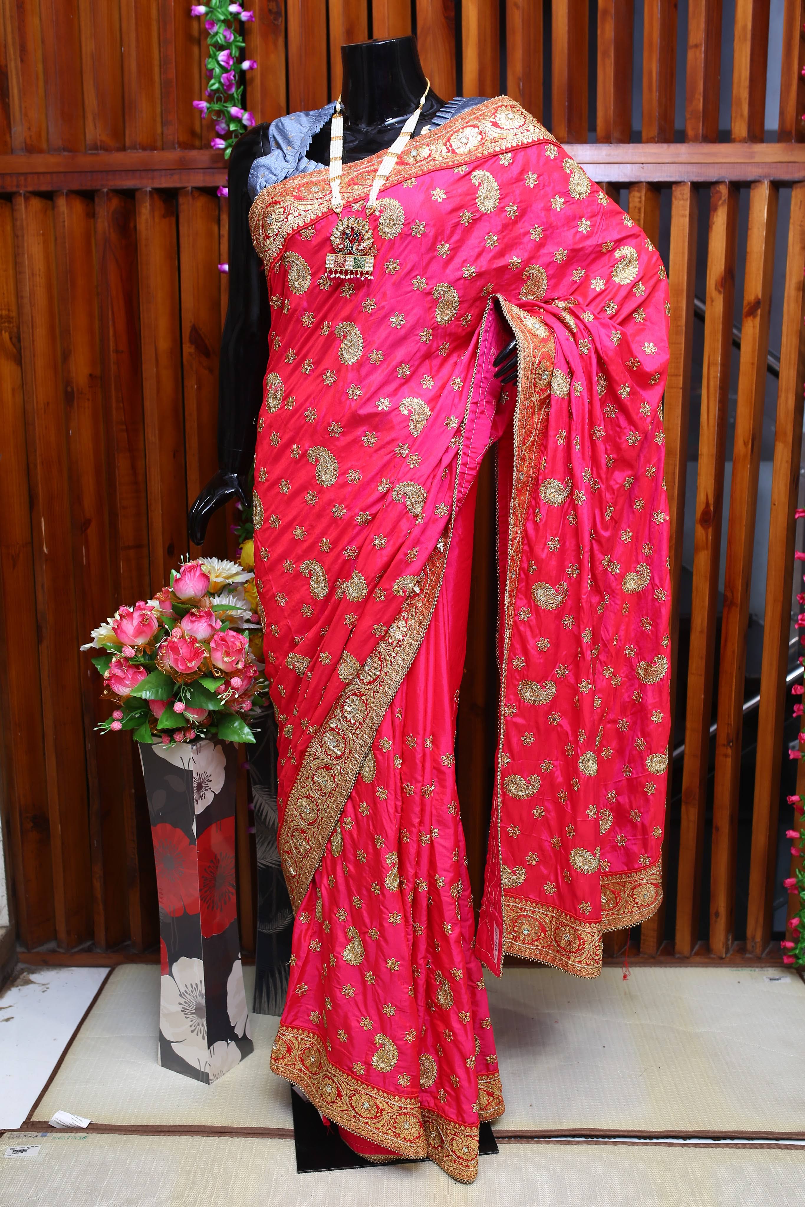 PINK BANARASI SILK WOVEN SAREE WITH BLOUSE product image