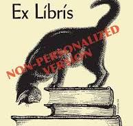 B212 - Cat atop books bookplate, non-personalized