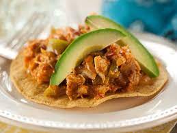 Shredded Spicy Chicken Tostadas Tinga Recipe Tinga Recipe Food Network Recipes Tostadas