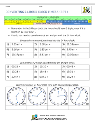 In military time 12 p.m. 24 Hour Clock Conversion Worksheets