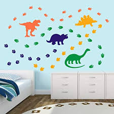 Trendy bedroom kids bedroom bedroom ideas boy bedrooms bedroom colors kids sports bedroom boy room paint baby boy rooms baseball wall art/monogram letter. Iarttop Creative Dinosaur Wall Art Decal Diy Animal Dinosaur Footprints Sticker Wall Decor For Kids Room Decoration Orange Blue Yellow Green 74 Pcs Amazon Co Uk Home Kitchen