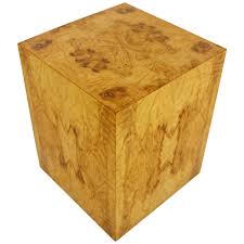 Mid Century Modern Milo Baughman Burl Wood Cube Pedestal Side End Table 1970s Burled Wood End Tables Cube Table