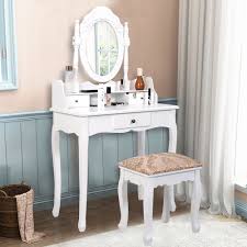 With simple and modern style, the vanity table shows an unparalleled temperament and will be a best addition to you bed room. Costway Vanity Table Jewelry Makeup Desk Bench Dresser Stool White Walmart Com Walmart Com