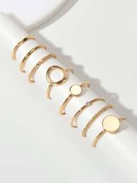 8pcs Simple Geometric Decor Ring Shein Usa Gold Rings Gift Gold Ring Sets Women Accessories Jewelry