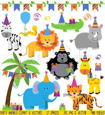 Birthday Party Animal Clipart Vector Animal Clipart Animal Party Birthday Clipart