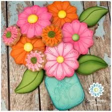 The site where i purchas. Sugar Cookie Bouquet Mason Jar Cookie Spring Flowers Airbrushed Flowers Flower Cookies Sugar Cookies Decorated Fancy Cookies