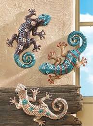 Southwest Gecko Lizard Wall Decor Set Southwest Wall Art Gecko Wall Art Southwest Home Decor