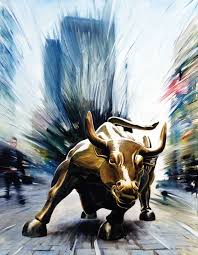 The charging bull stands there to this day, visited by millions of tourists, a talisman for wall street traders, and a source of pride for all new york city residents. Wall Street Bull Of New York Painting By Andrea Del Pesco Saatchi Art Bull Painting Bull Art Art