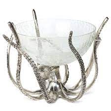Octopus Design Stand And Crackle Glass Bowl Culinary Concepts