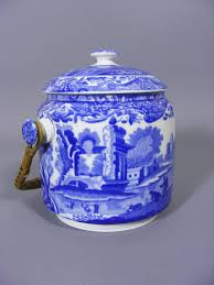 Vintage Spode Italian Biscuit Barrel Blue White Biscuit Etsy Spode Italian Biscuits Jar Storage