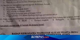 Berikut ini adalah contoh latihan soal pas / uas pendidikan agama islam dan budi pekerti kelas 4 kurikulum 2013 terbaru tahun ajaran 2019/2020. Soal Uas Di Jombang Pun Lecehkan Gus Dur