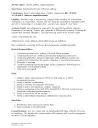 Cover letter for internship accounting student. Accounting I Or Its Equivalent Students Must Have An And A 2 0 In Accounting 341 Or Its Equivalent Job Description Supervision