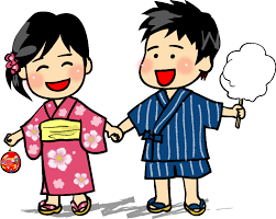 無料イラスト素材素材絵箱印刷用素材 夏夏祭りに行く子ども
