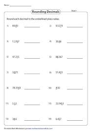 rounding decimals to the underlined place value rounding decimals decimals worksheets decimals