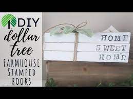 Diy Dollar Tree Farmhouse Vintage Hand Stamped Books Youtube Diy Book Book Stamp Diy Stamp