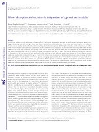 PDF) Silicon absorption and excretion is independent of age and sex in  adults