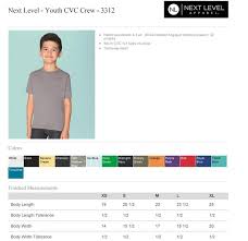 Next Level Youth Cvc Size Chart Tennessee Shirt Company