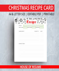 Christmas Recipe Card Fillable Pdf Recipe Template Meal Planner Cooking Recipe Cooking Preparati Recipe Cards Template Christmas Recipe Cards Recipe Cards
