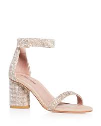 Jeffrey Campbell Synthetic Women S Laura Js Embellished Block Heel Sandals In Nude Suede Champagne Natural Lyst