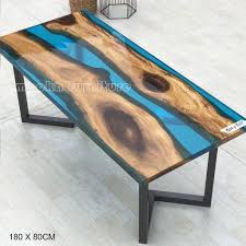 Mkrt 190614 Art Cyprus Sea River Coffee Table With Blue Epoxy Resin And Walnut Wood Epoxy Wood Table Resin Table Coffee Table