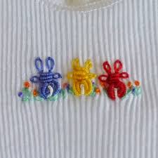 Cast on a fun knit for baby. Baby Singlets Hand Embroidered Rabbits Merrilyn Anne Knits And Gifts On Madeit