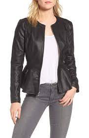 Guess Perforated Peplum Hem Faux Leather Jacket Nordstrom Peplum Leather Jacket Faux Leather Jackets Leather Peplum