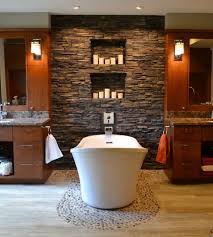 Waterproof bathroom wall panels in realistic stone, rock and brick styles will give your shower or easy waterproof design with stone or brick style. 63 Sensational Bathrooms With Natural Stone Walls