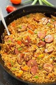 Sausage And Creamy Cajun Orzo Skillet Gal On A Mission Recipe Recipes Orzo Recipes Sausage Dishes