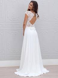 A Line Bateau Sweep Train Open Back Chiffon Lace Simple Cheap Wedding Dress Wd0400 Cheap Wedding Dress Wedding Dresses Bridal Wedding Dresses