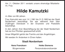 Канада добавлен 11 окт 2010. Traueranzeigen Von Hilde Kamutzki Nordwest Trauer De