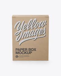 Kraft Box Mockup Front View High Angle Shot In Box Mockups On Yellow Images Object Mockups Box Mockup Free Psd Mockups Templates Mockup Free Psd