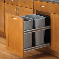 Pull Out Built In Trash Cans Cabinet Slide Out Under Sink Kitchen Trash Cans Kitchensource Com Trash Can Cabinet Kitchen Trash Cans Cabinet Slides