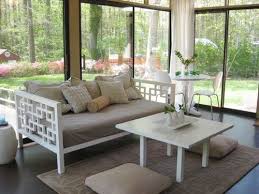 Maybe you would like to learn more about one of these? Sunroom Decor With Daybed Love The Simple Design Of The Daybed And The Bistro Table In The Corner As Well Sunroom Decorating Sunroom Furniture Small Sunroom