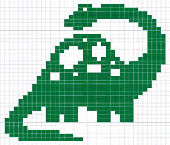 Dinosaur Knitting Chart Or Filet Crochet Knitting Charts