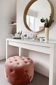Modern vanity with metallic legs and bow chair design. Makeup Vanity Table Ideas To Assist Your Makeup Routine Glaminati Com