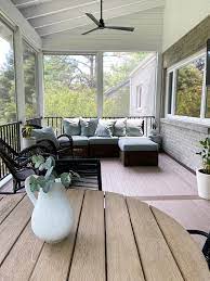 The flooring is 24″x36″ pennsylvania blue slate. Shiplap Screened In Porch Kath Eats Real Food