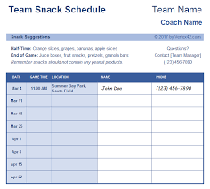 Snack Schedule Sign Up Template Team Snacks Team Mom Soccer Team Snacks
