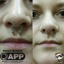Today I Had A Client Come In Who Unfortunately Had Her Septum Pierced Elsewhere With Low Quality Jewel Septum Piercing Jewelry Septum Piercing Piercings Septum