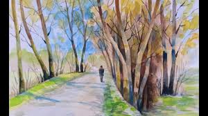 Primavera Ad Acquerello Paesaggio Tutorial Spring Landscape With A Watercolor Youtube