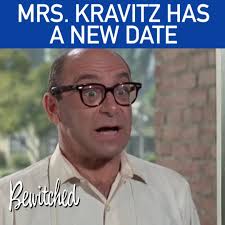 Samantha (Elizabeth Montgomery) gets the local butcher (Arthur Julian) to  take Mrs. Kravitz (Sandra Gould)