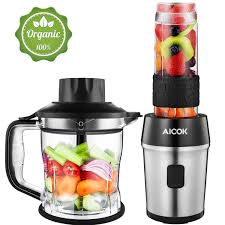 Aicok Blender Mixeur Blender Mixeur Multifonctionnel 4 En 1 Smoothies Hachoir Milk Shake Jus Tasse De 1 2l Tas Robot Cuisine Milk Shakes Gadget Cuisine
