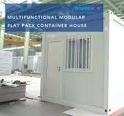 Multifunctional modular flat pack container houses