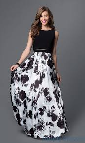 Mock Two Piece Black And White Dress Floral Print Piece Prom Dress Floral Prom Dresses Fashion Dresses