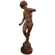 1800s Wooden Sculpture Of Dancing Pan Playing The Flute Wooden Sculpture Modern Statue Sculpture